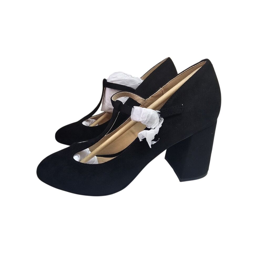 New Journee Collection Talani Women's Almond Closed Toe Block Heel Pumps Suede 8
